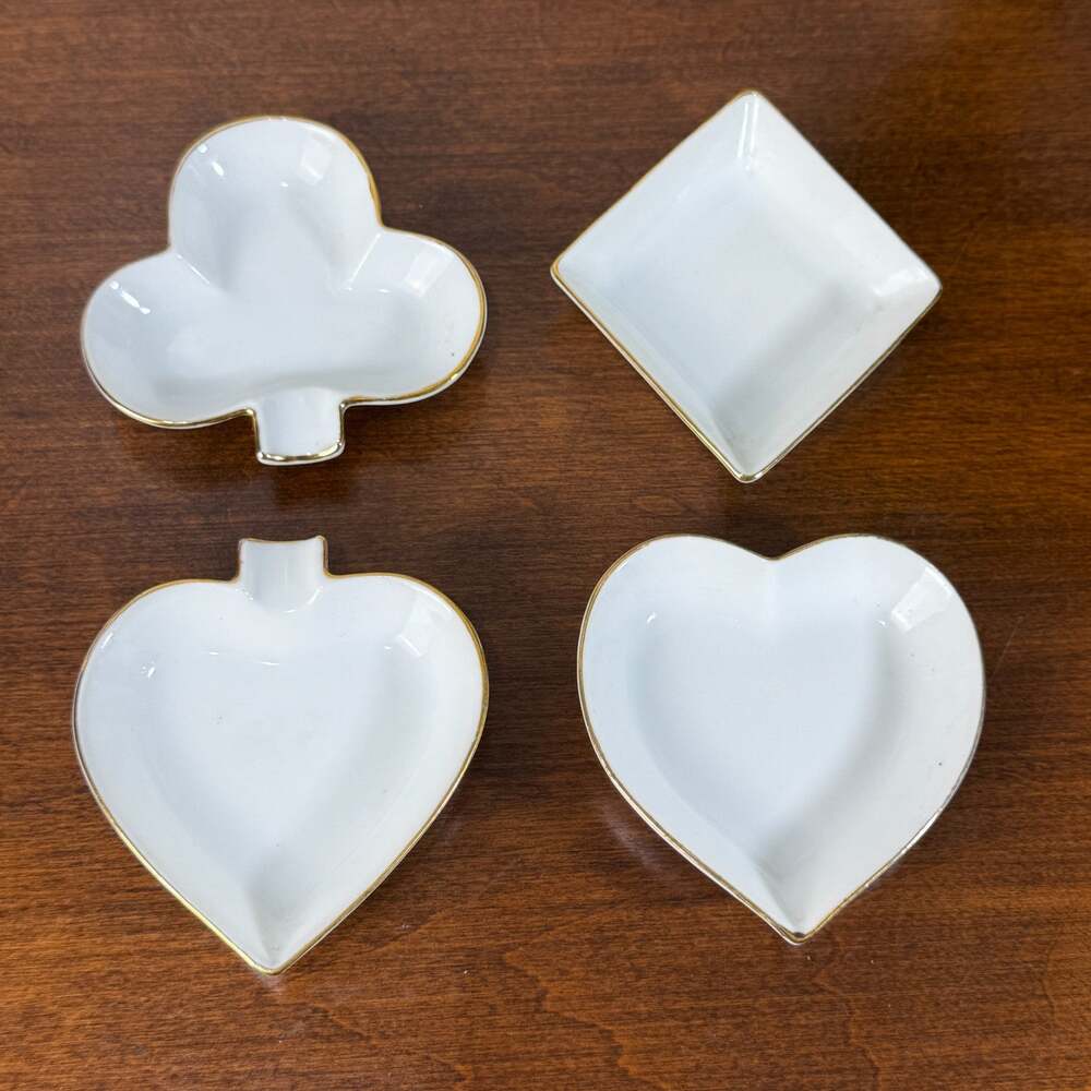Vintage Japanese Porcelain Trinket Dishes Set 4 Gold Trim Enterprise Exclusive